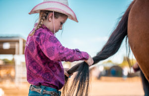 Girl Braiding Horse Tail